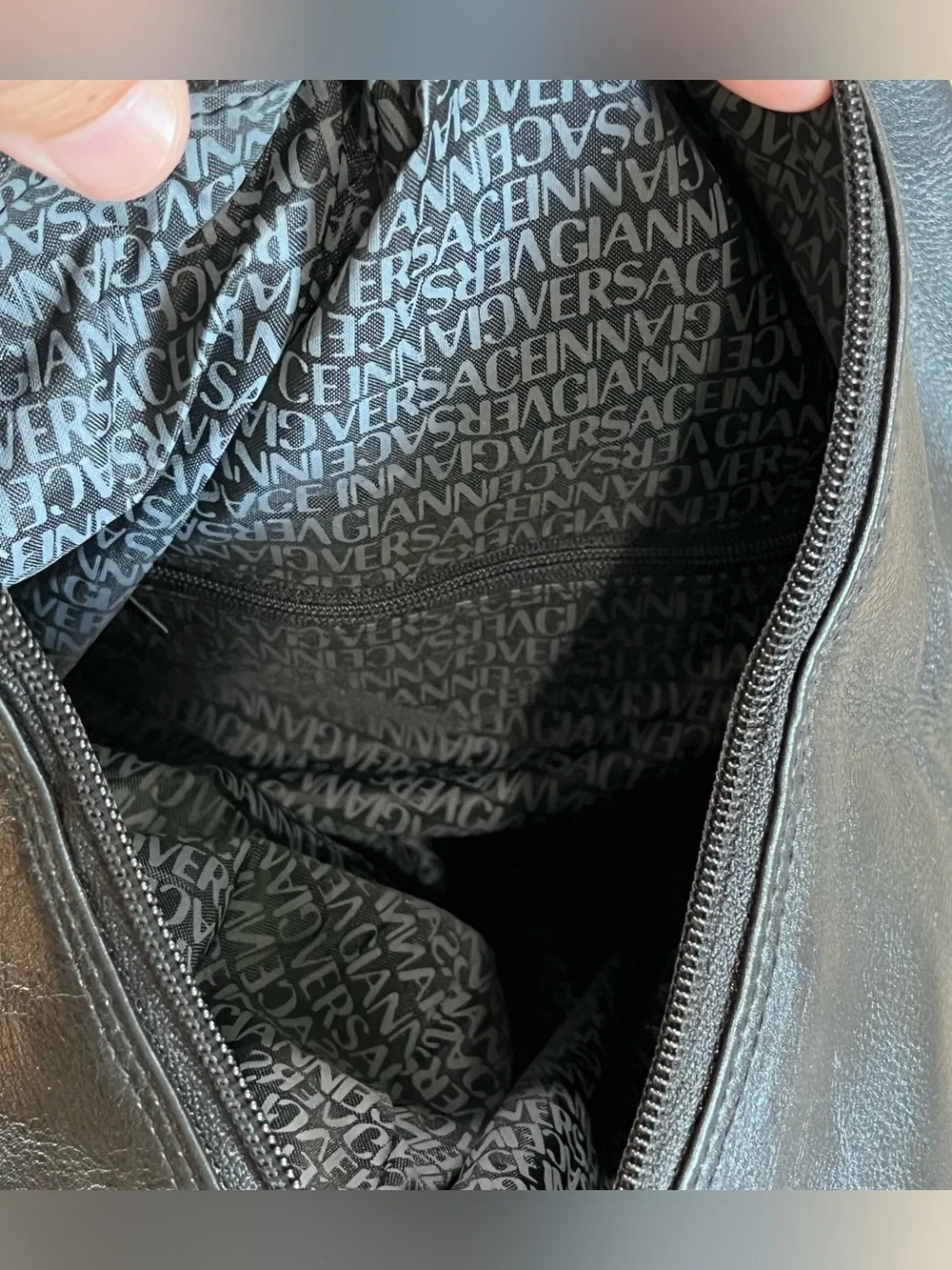 Vintage Gianni Versace Black Leather Backpack Purse 90’s